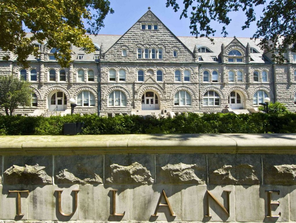 front of Gibson Hall at Tulane University